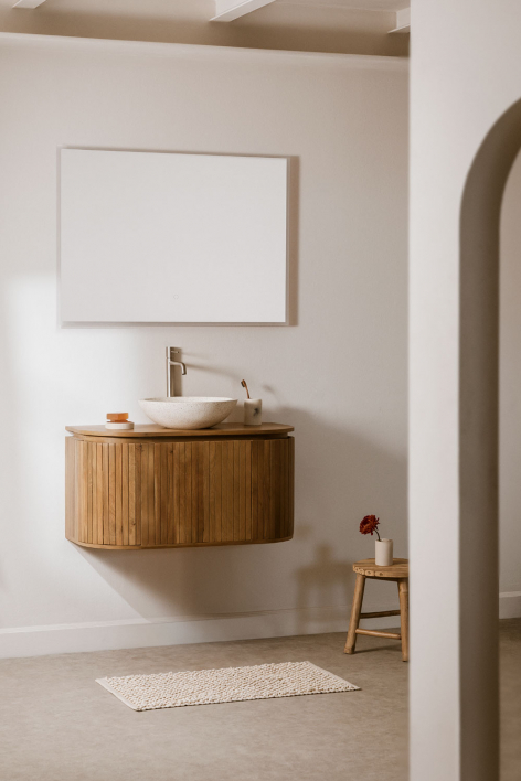 Suspended bathroom furniture set 90x40 cm in mango wood Analis - mango wood