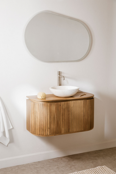 Suspended bathroom furniture set 90x40 cm in mango wood Analis - mango wood