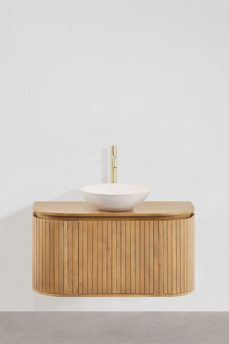 Suspended bathroom furniture set 90x40 cm in mango wood Analis - mango wood