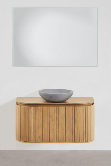 Suspended bathroom furniture set 90x40 cm in mango wood Analis - mango wood