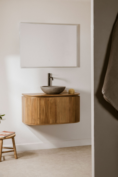 Suspended bathroom furniture set 90x40 cm in mango wood Analis - mango wood