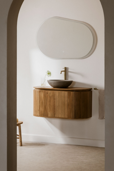 Suspended bathroom furniture set 90x40 cm in mango wood Analis - mango wood