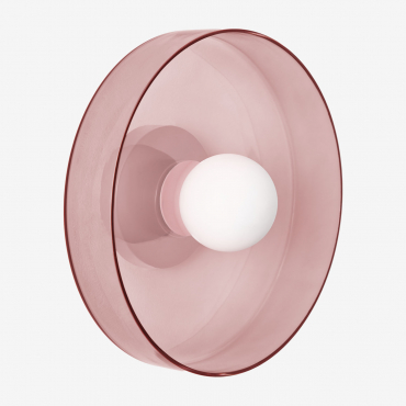 Jaxal Wall Light In Glass And Stainless Steel Pink & Ø35 Cm - Sklum
