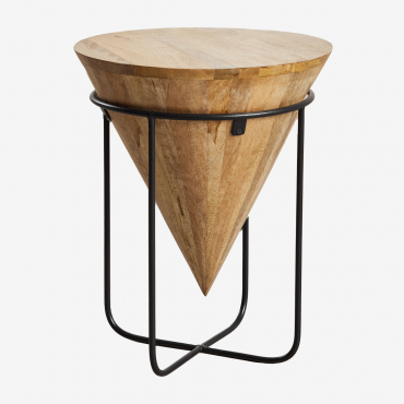 Round Side Table In Mango Wood (ø40 Cm) Piram Black - Sklum