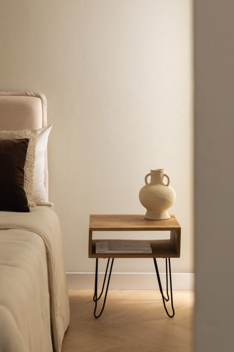 Rectangular bedside table 45x35 cm in recycled Tital wood