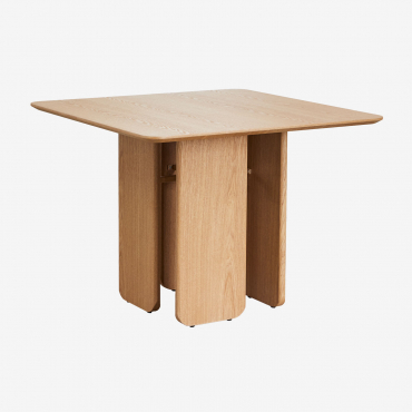Square Dining Table 100x100 Cm In Mdf And Ash Veneer Ginger Natural - Sklum