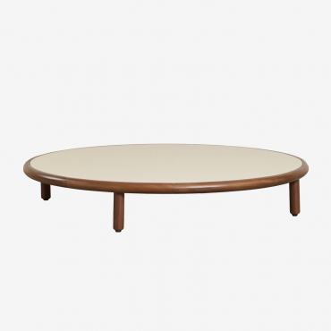 Olivia Round Garden Coffee Table In Acacia Wood Beige Semoline & Ø100 Cm - Sklum
