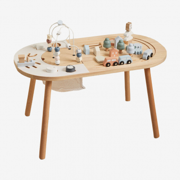 Nigel Kids Wooden Multi-activity Table Brown Natural Wood - Sklum