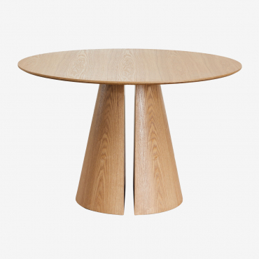 Round Dining Table Ø120 Cm In Mdf And Ash Veneer Agnes Natural - Sklum