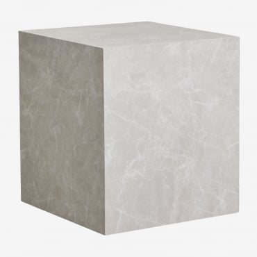 Square Side Table In Mdf (45x45 Cm) Aria White Marble - Sklum