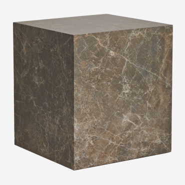 Aria Square Side Table 45x45 Cm In Mdf Brown Marble - Sklum