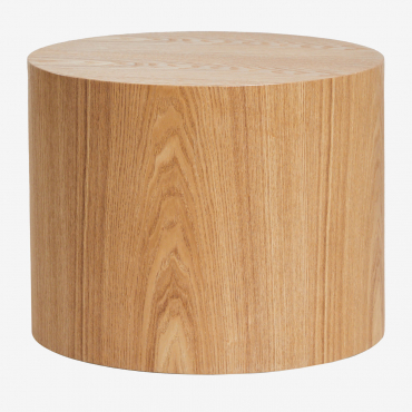 Lily Round Side Table In Mdf And Ash Veneer (ø50 Cm) Natural - Sklum