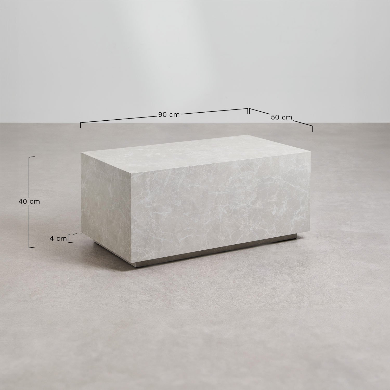 Rectangular coffee table in MDF (90x50 cm) Aria, MEASURES