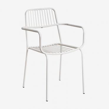 Pack Of 2 Stackable Garden Chairs With Armrests Elton Gardenia White - Sklum