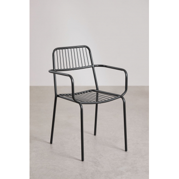 Pack Of 2 Stackable Garden Chairs With Armrests Elton Carbon Black - Sklum
