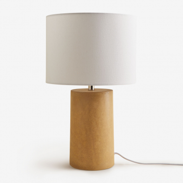 Dianta Linen And Fiberglass Table Lamp Mustard - Sklum
