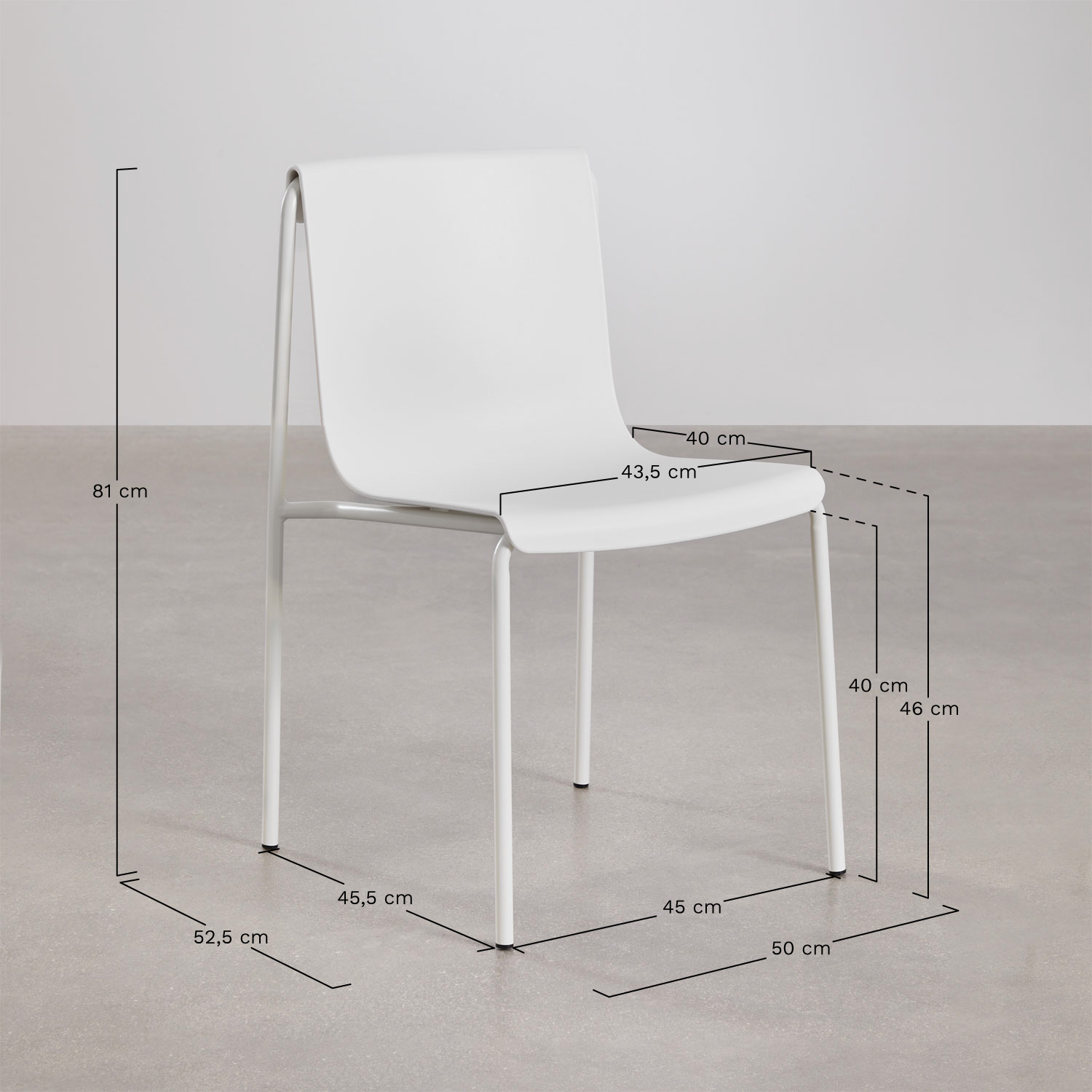 Pack of 2 Ismene polypropylene garden chairs, MEASURES