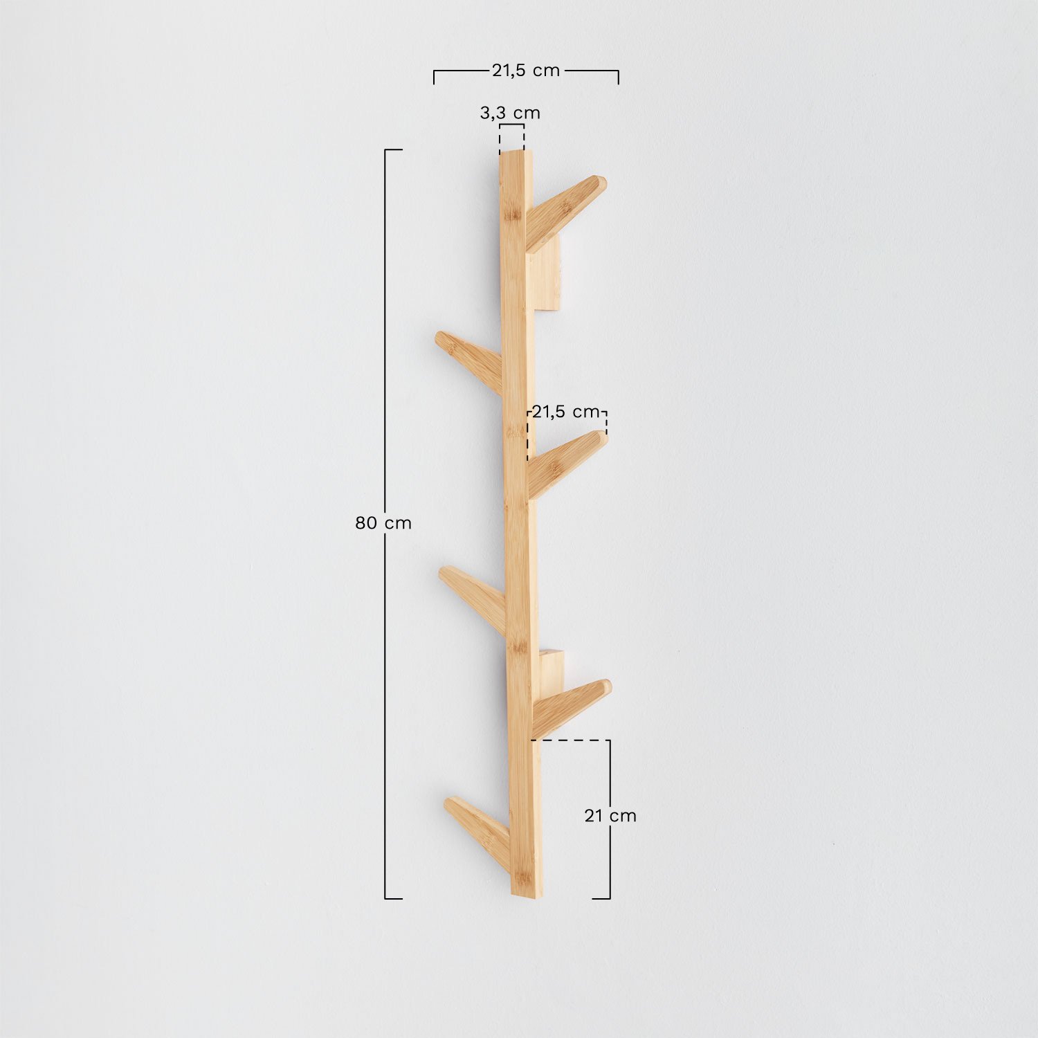 Gorafe bamboo wall coat rack, MEASURES
