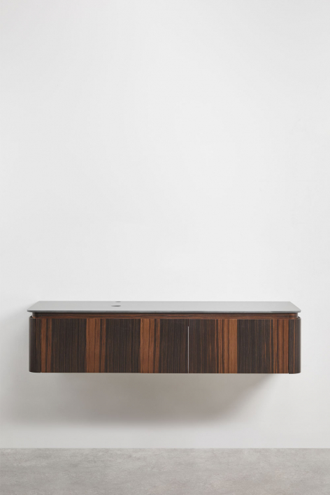 Lavena suspended wooden bathroom furniture set - Dark Brown Wood