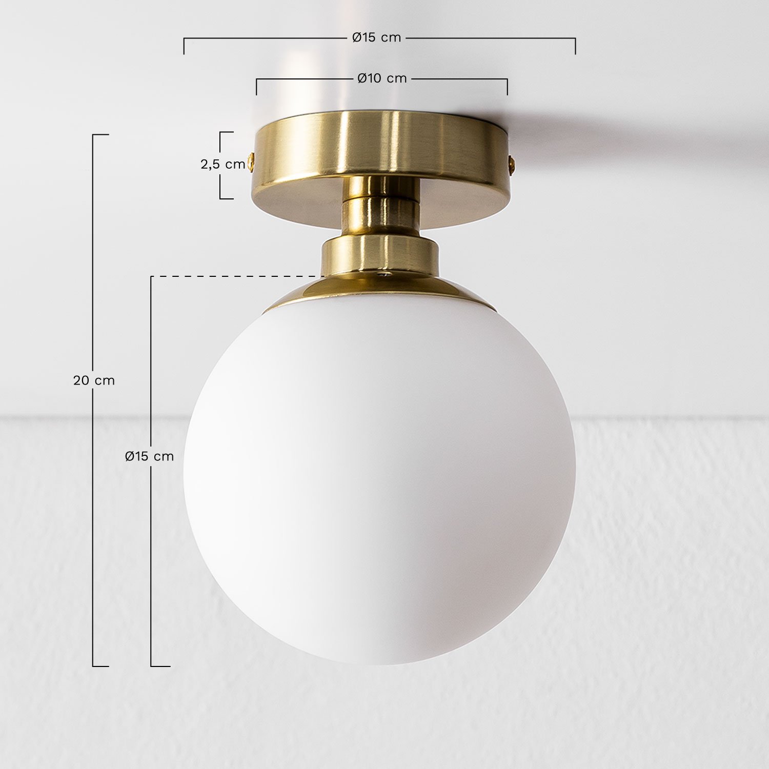 Uvol Traditional Ceiling Light with Glass Ball, MEASURES