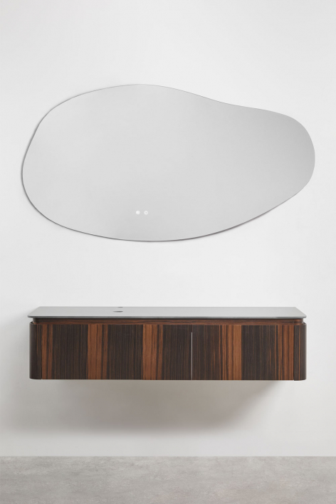 Suspended bathroom furniture set 160x55 cm in Lavena wood - Dark Brown Wood