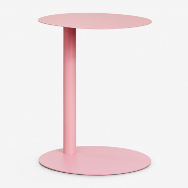 Round Side Table Ø40 Cm In Steel Yannik Pink Peony - Sklum