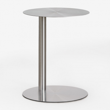 Round Side Table Ø40 Cm In Brushed Steel Yannik Steel - Sklum