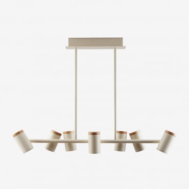 Adjustable Ceiling Lamp With 7 Light Points In Amaranto Iron Tapioca Beige - Sklum