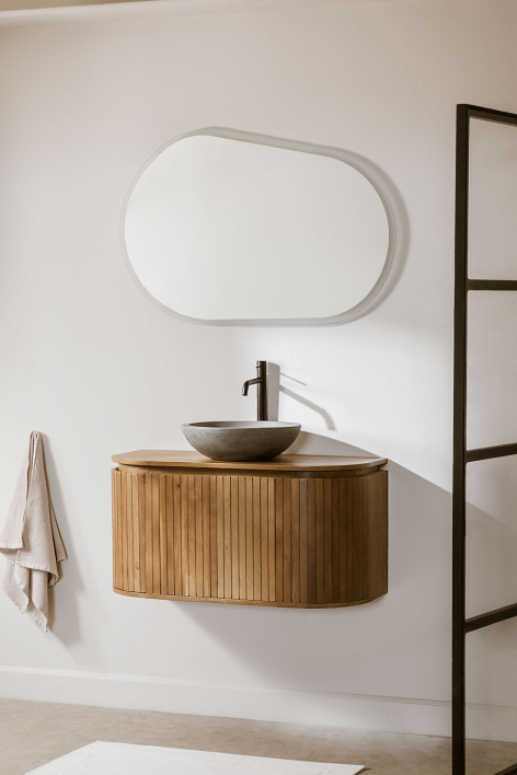 Suspended bathroom furniture set 90x40 cm in mango wood Analis - mango wood