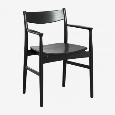 4-piece Dining Chair Set In Oak Wood Mireita Plain Black - Sklum