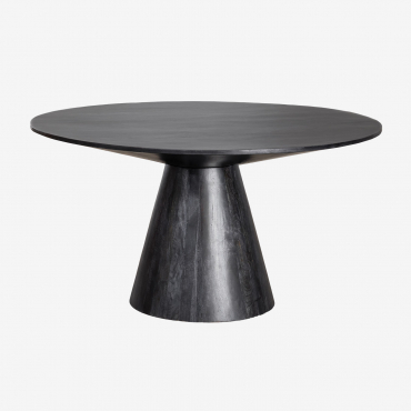 Weymar Round Mango Wood Dining Table Plain Black & Ø140 Cm - Sklum
