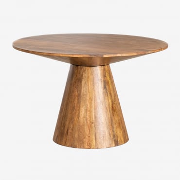 Weymar Round Mango Wood Dining Table Dark Brown Wood & Ø120 Cm - Sklum