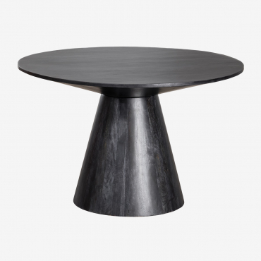 Weymar Round Mango Wood Dining Table Plain Black & Ø120 Cm - Sklum