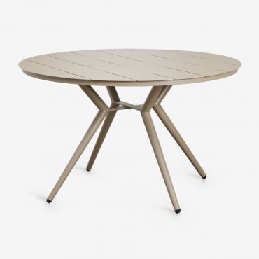 Valerie Round Aluminum Garden Table Moka Brown & Ø125 Cm - Sklum
