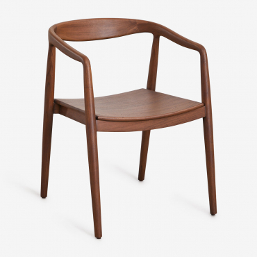 Dining Chair With Armrests In Teak Wood Rokan Dark Teak Wood - Sklum