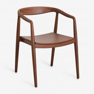 Pack Of 2 Dining Chairs With Armrests In Rokan Teak Wood Dark Teak Wood - Sklum