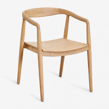 Pack Of 4 Rokan Teak Dining Chairs With Armrests Light Teak Wood - Sklum