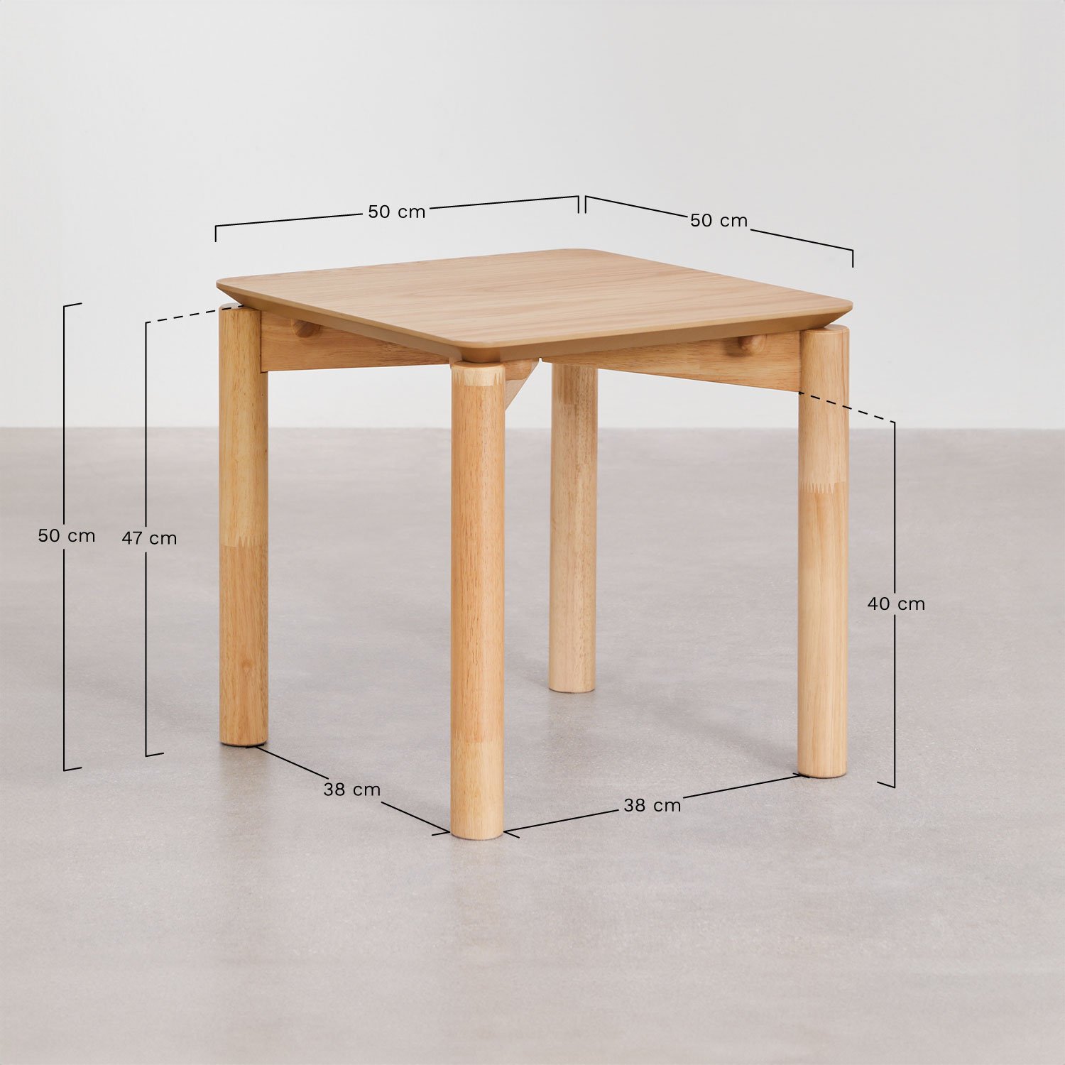 Square side table 50x50 cm in MDF with oak veneer Munden, MEASURES