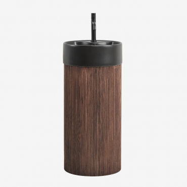 Bathroom Furniture Set In Wood With Integrated Ceramic Washbasin Maude Dark Brown Wood & Mirrorless & Black ↑20 Cm With Drain Valve - Sklum