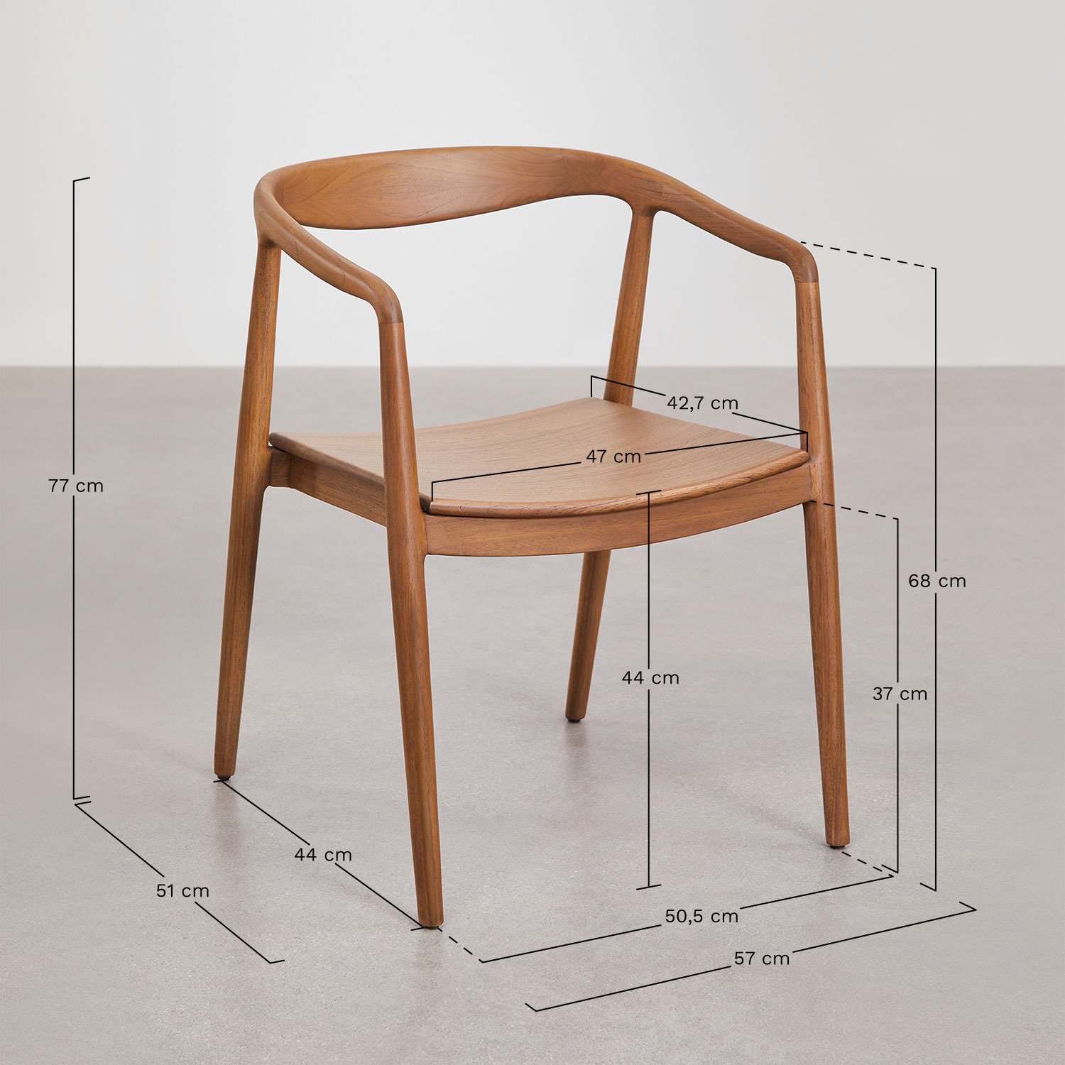 Rokan teak garden chair, MEASURES