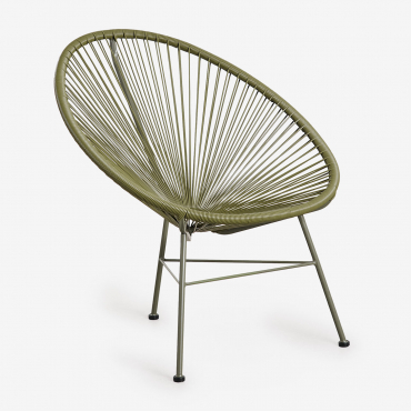 New Acapulco Garden Armchair In Steel And Synthetic Rattan Deep Olive Green - Sklum