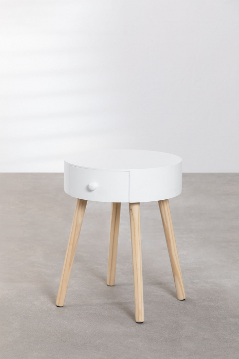 Pack of 2 round bedside tables Ø40 cm in Lamba wood