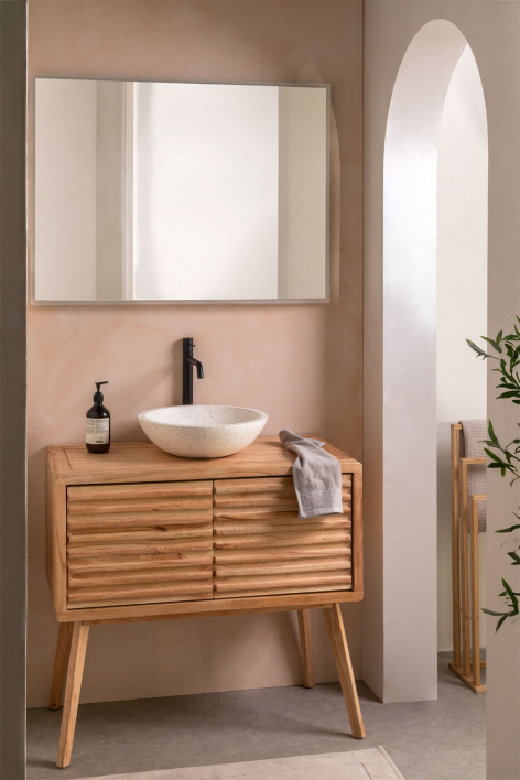Deleyna 90x45 cm wooden bathroom furniture set - Natural Wood