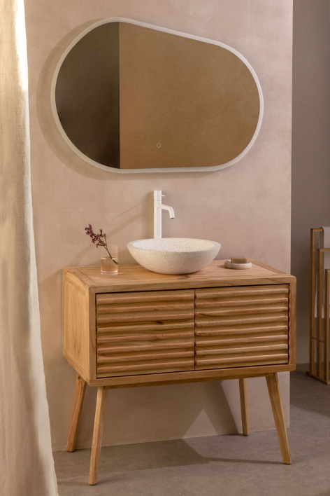 Deleyna 90x45 cm wooden bathroom furniture set - Natural Wood