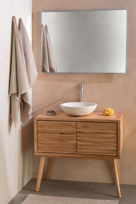 Deleyna 90x45 cm wooden bathroom furniture set - Natural Wood