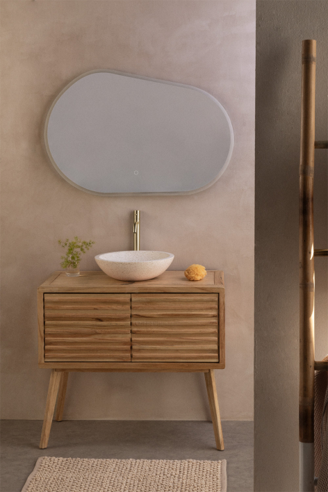 Deleyna 90x45 cm wooden bathroom furniture set - Natural Wood