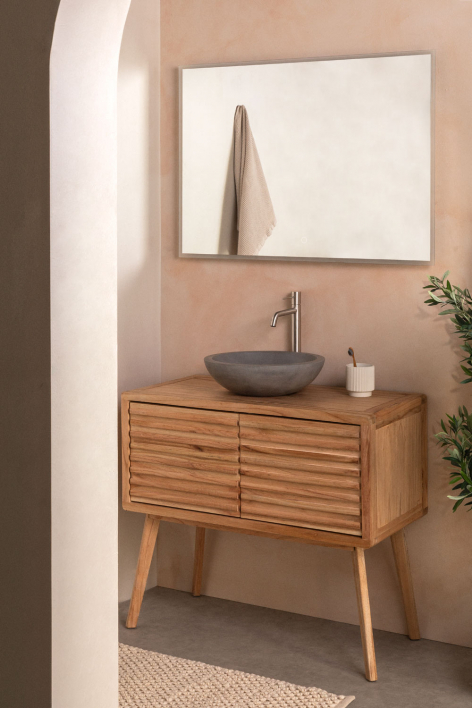 Deleyna 90x45 cm wooden bathroom furniture set - Natural Wood