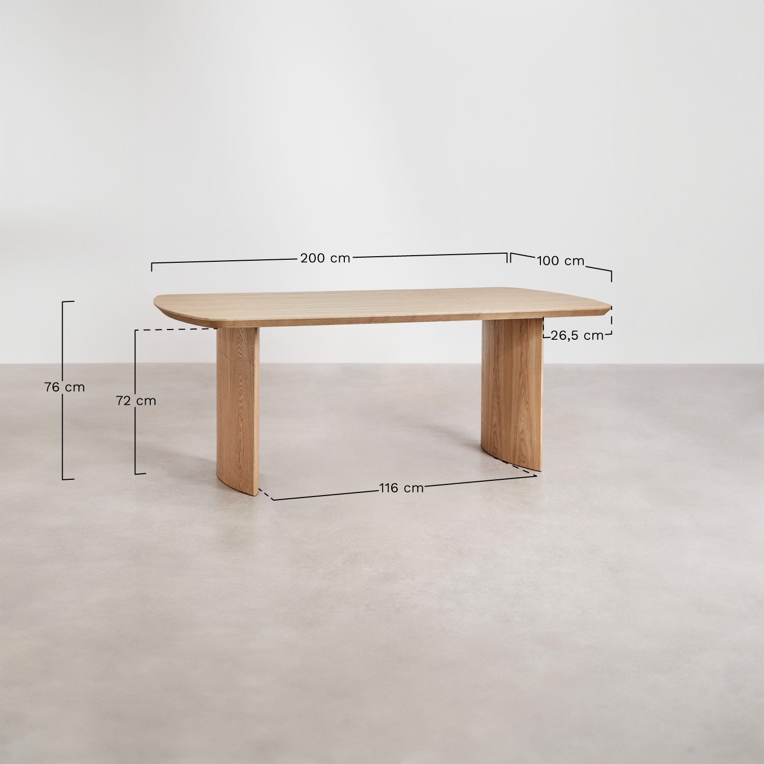 Rectangular dining table 200x100 cm in Tuareg MDF, MEASURES