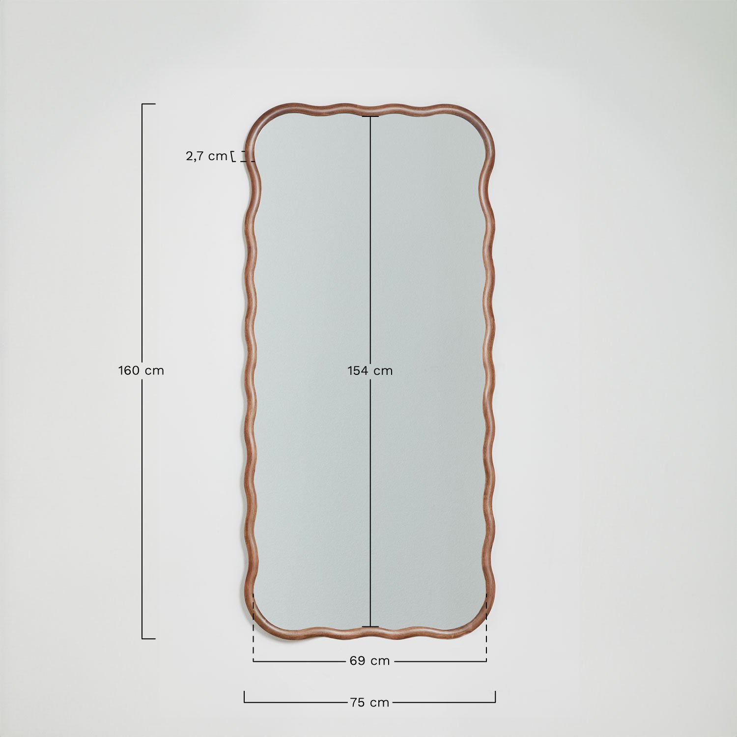 Aldreu oak wood wall mirror, MEASURES