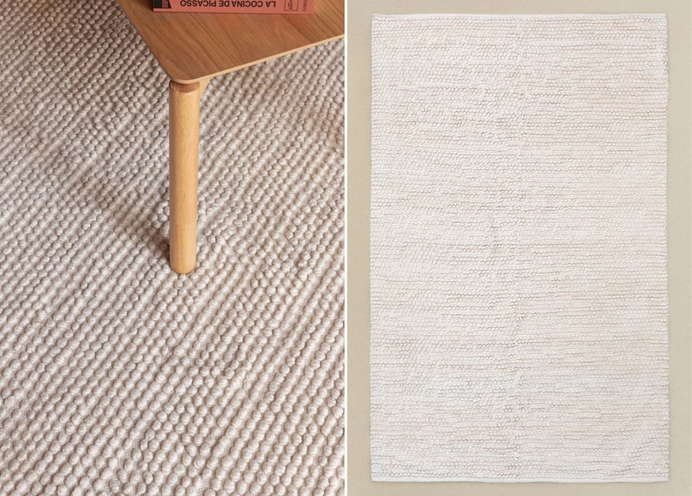 Rectangular rug 160x230 cm in gardenia white polyethylene Mariyana - Gardenia White